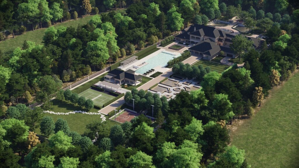 bird eye view of a custom built home