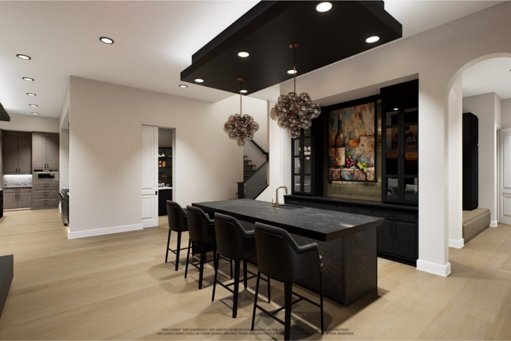 Wet bar and back staircase