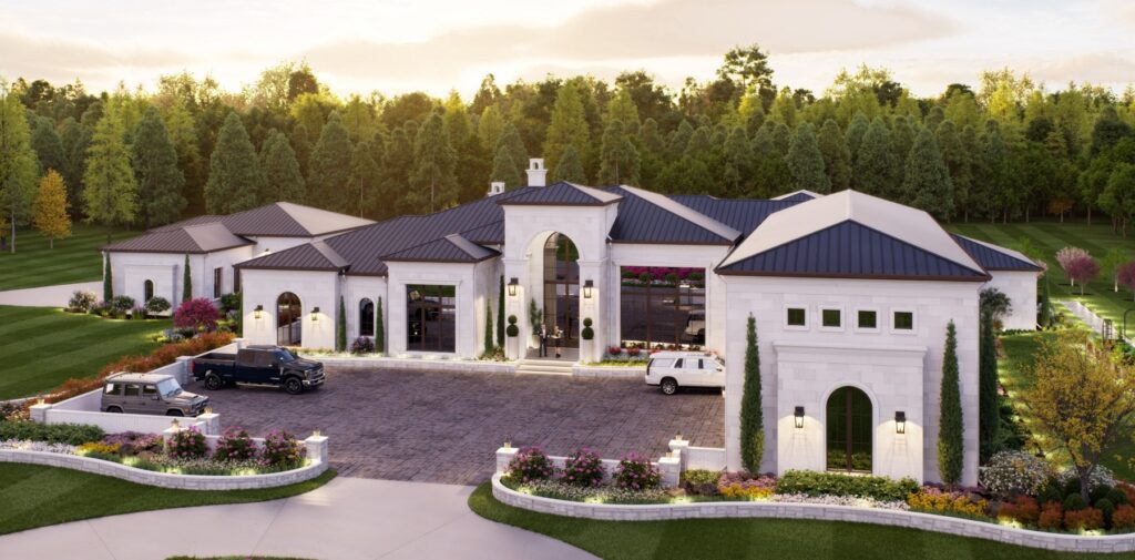 aerial view of custom home
