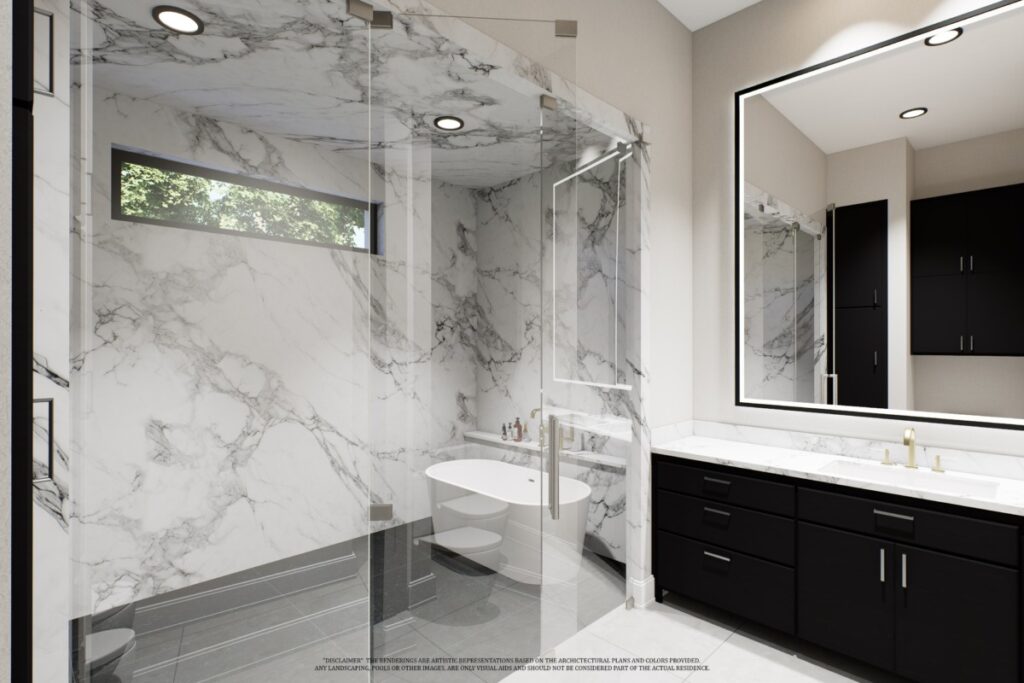 Bathroom with marble shower