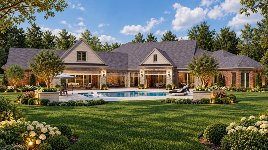 back exterior with pool